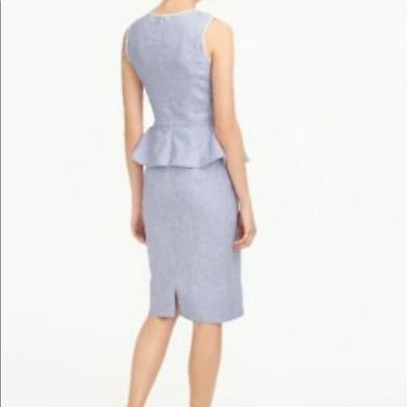 NWT J CREW LINEN PEPLUM FRENCH PERI BLUE DRESS - Picture 12 of 15